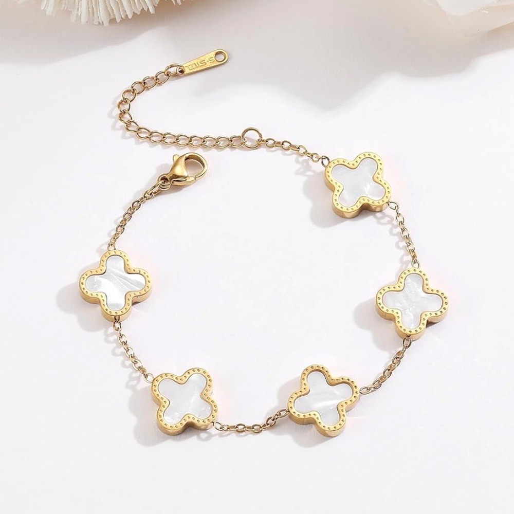 Van cleef style bracelet white and gold new